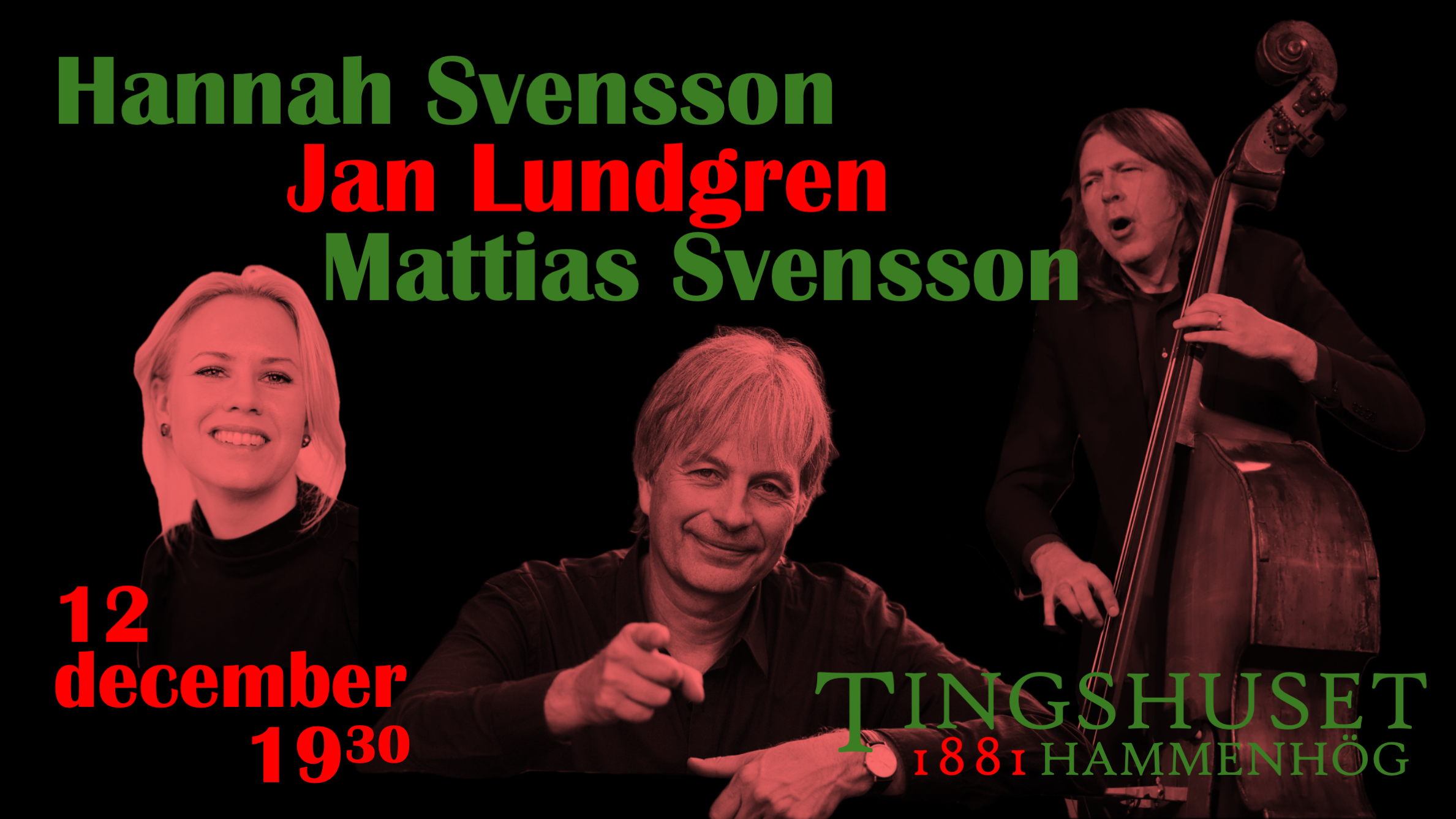 Julkonsert med Jan Lundgren, Hannah Svensson & Mattias Svensson